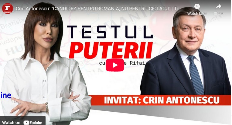 Crin Antonescu CANDIDEZ PENTRU ROMANIA, NU PENTRU CIOLACU Testul Puterii cu Denise Rifai