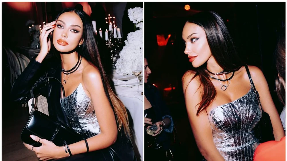 „O zeiță”. Mădălina Ghenea, apariție de senzație la un eveniment din Italia: a purtat un corset metalizat și pantaloni mulați, de piele