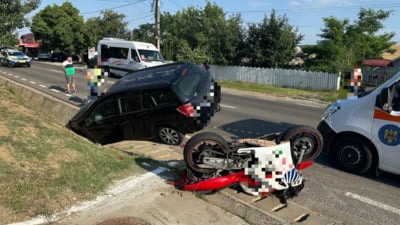 Tânăr motociclist, rănit într-un accident provocat de o șoferiță băută. Cum s-a întâmplat FOTO