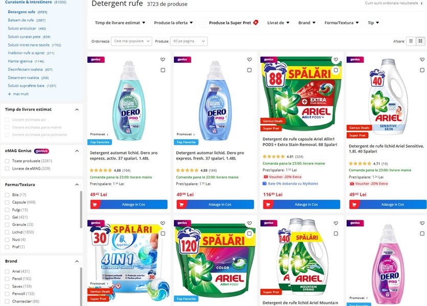 Top detergenți și soluții anti-pete Best Overall: preferatele românilor pe eMAG în 2025–2026. Secretul hainelor impecabile