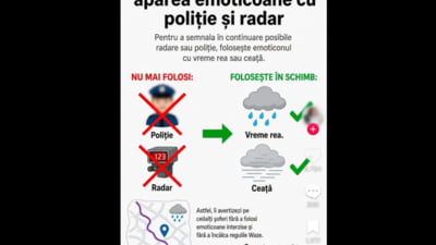 Șoferii raportează “vreme rea” și “ceață” în loc de “radar” și “poliție” în Waze. Care e noul limbaj secret din aplicație
